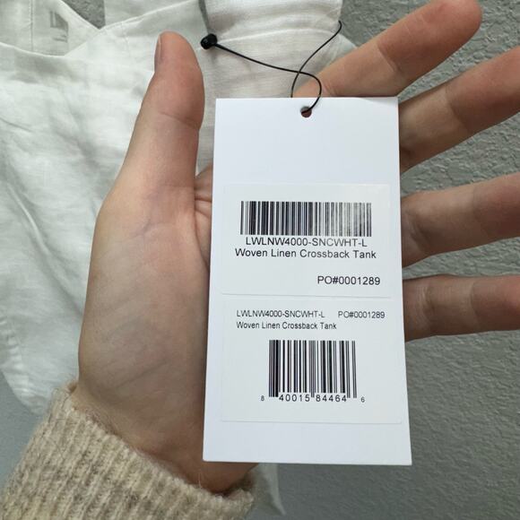 Lunya Shirt Women's Size L White Woven Linen Crossback Tank Lounge New - Picture 6 of 6